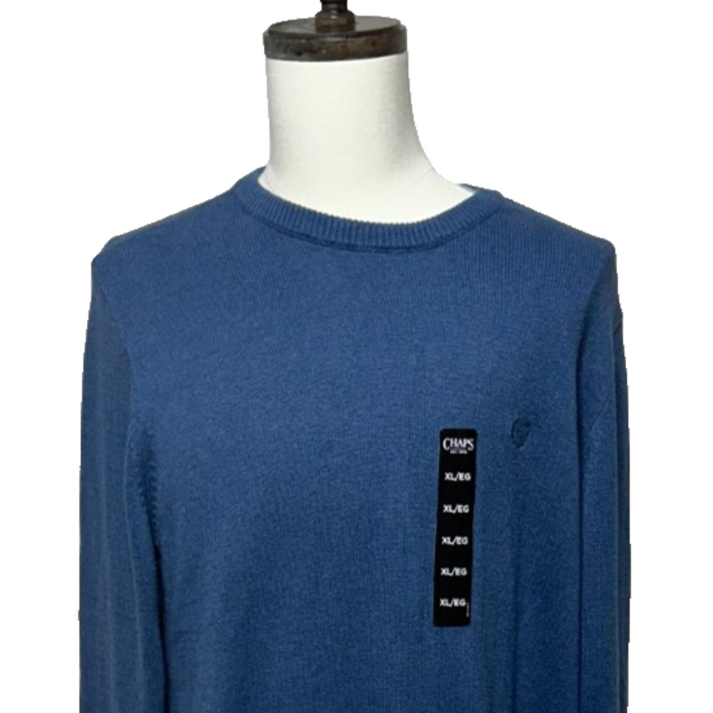 Chaps Estilo‎ Sweater Mens XL Blue Crew Neck Pullover Long Sleeve Preppy NWT